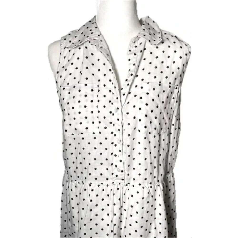 LOFT Linen Polka Dot Sleeveless Dress - Picture 2 of 6